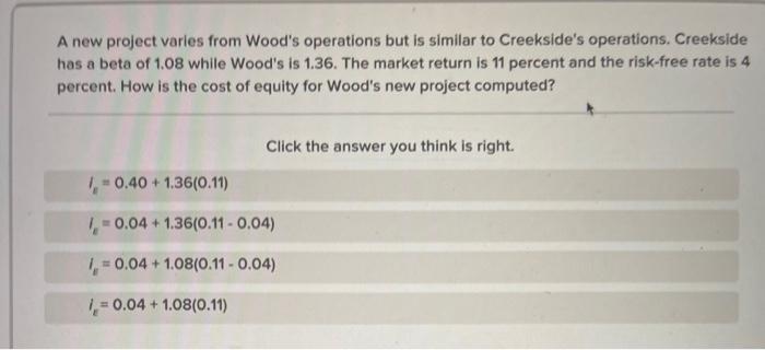 A new project varies from Wood's operations but