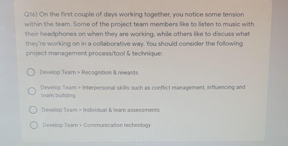 Q16) On the first couple of days working