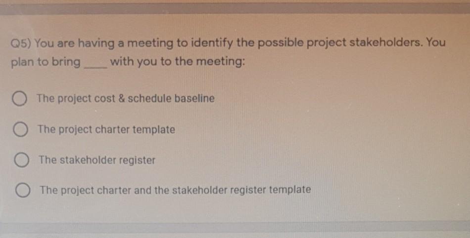 Q5) You are having a meeting to identify the