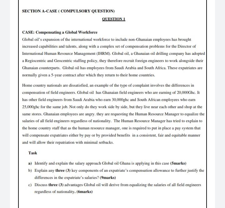 SECTION A-CASE (COMPULSORY QUESTION) QUESTION 1