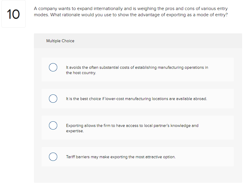 A company wants to expand internationally and is