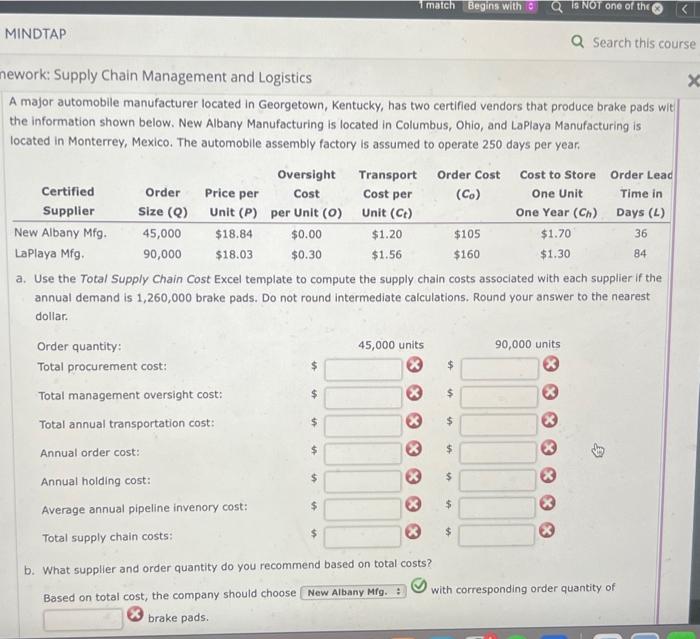 ework: Supply Chain Management and Logistics A