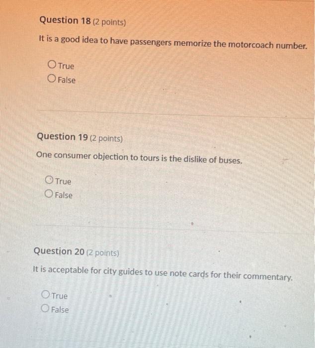 Question 21 (2 points) Tour conductors most