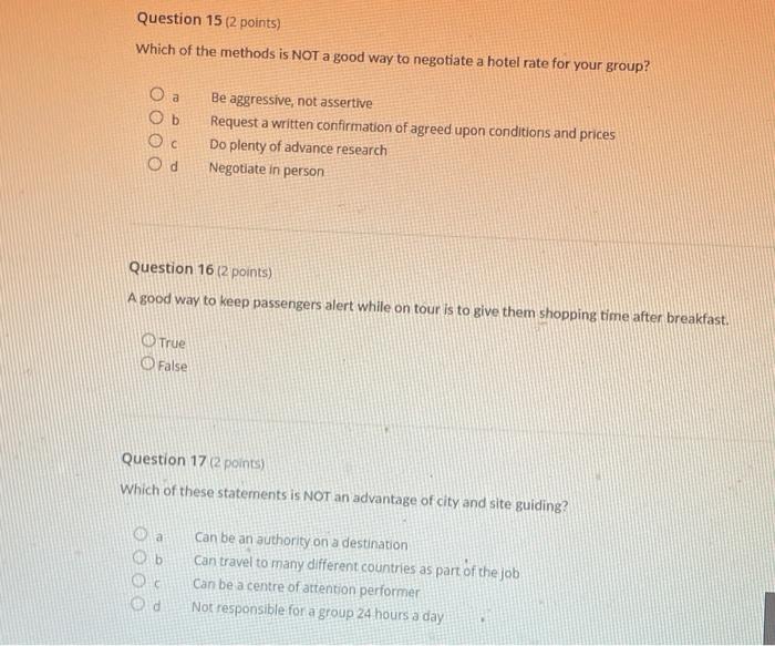 Question 21 (2 points) Tour conductors most