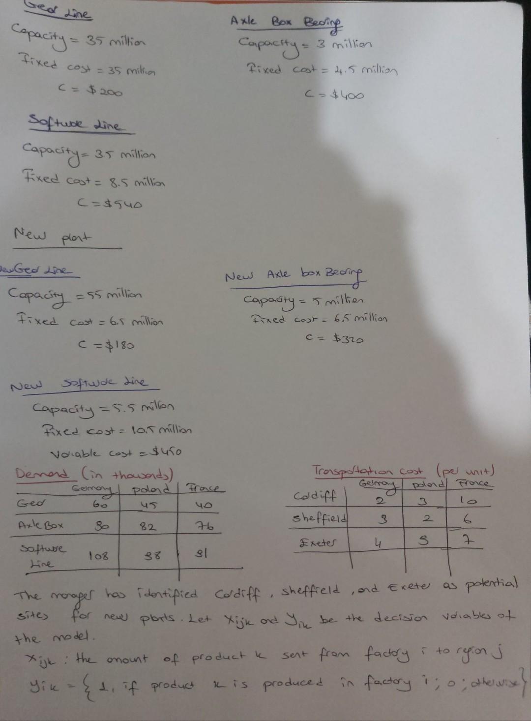 A) Satisfy the demand at each region B) Specicify