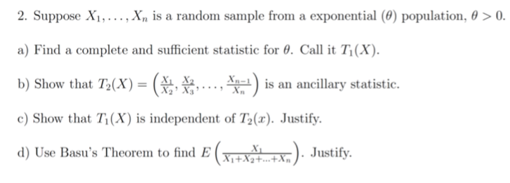 2. Suppose X1,..., Xn is a random sample from a