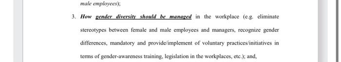 plsease help me 3. How gender diversity should be