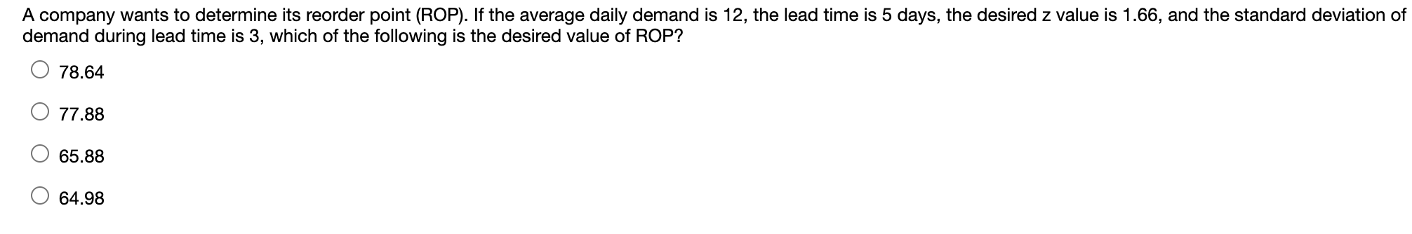 A company wants to determine its reorder point