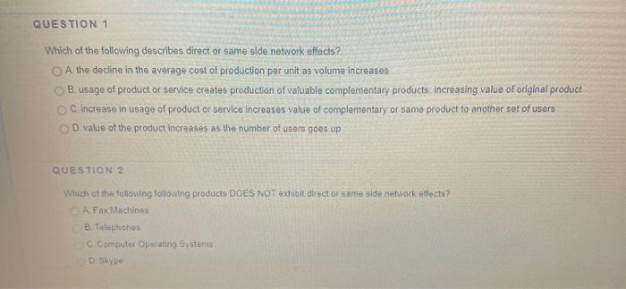 QUESTION 1 Which of the following describes