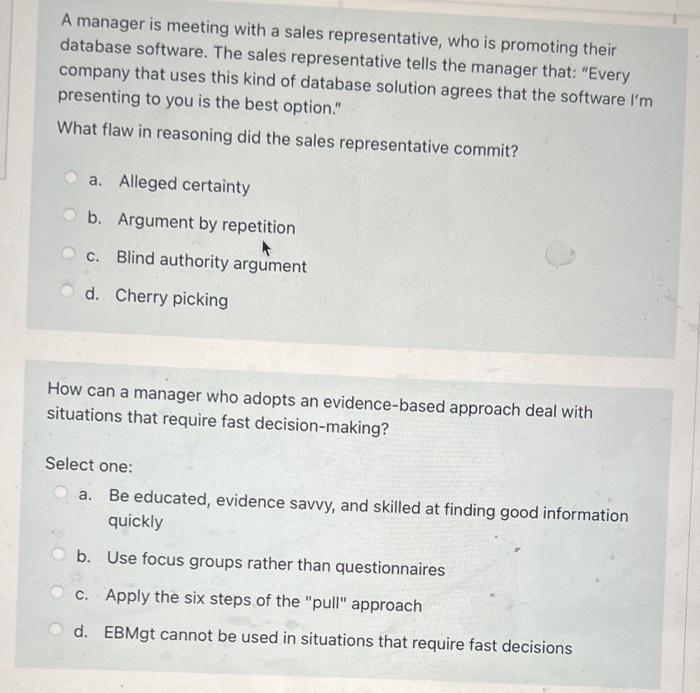 A manager is meeting with a sales representative,