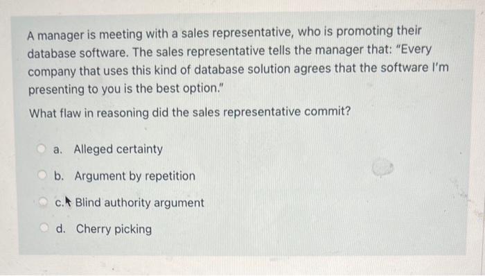 answer fast please A manager is meeting with a