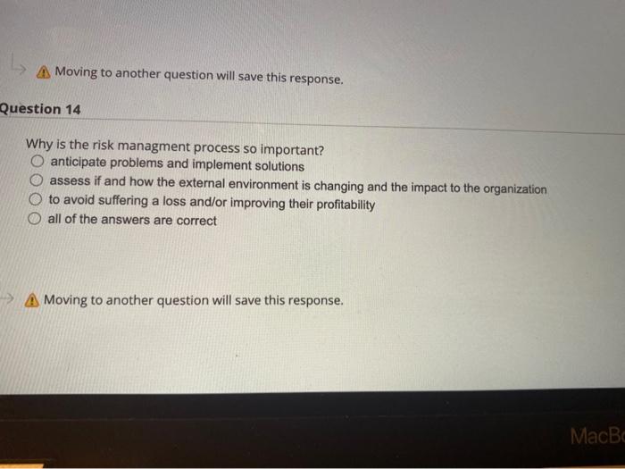 Moving to another question will save this