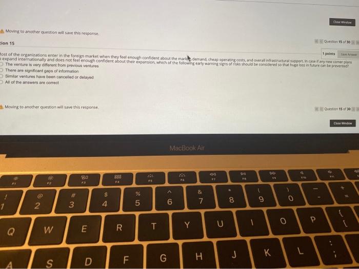 Moving to another question will save this