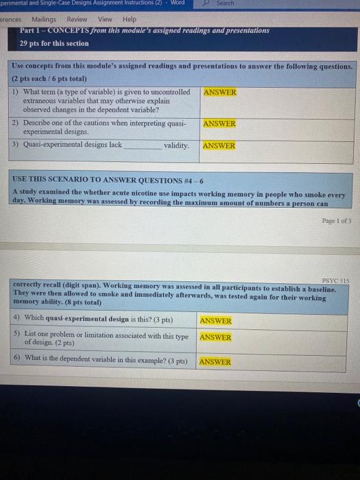 perimental and Single Case Designs Assignment