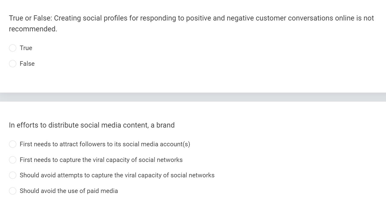 True or False: Creating social profiles for