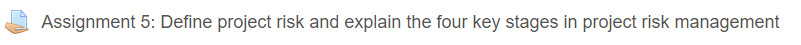 Assignment 5: Define project risk and explain the