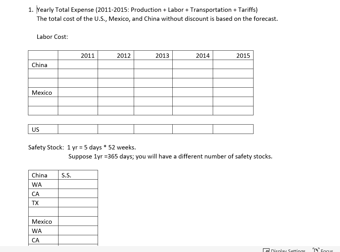 USE EXCEL Additional Information: a) Please round