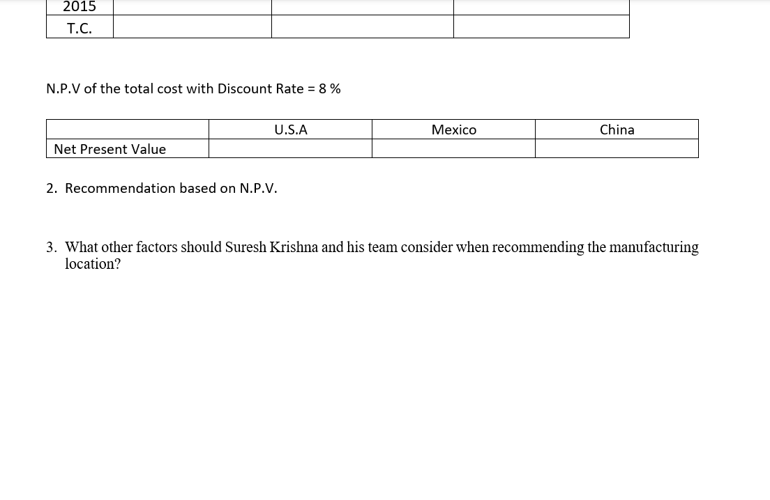 USE EXCEL Additional Information: a) Please round