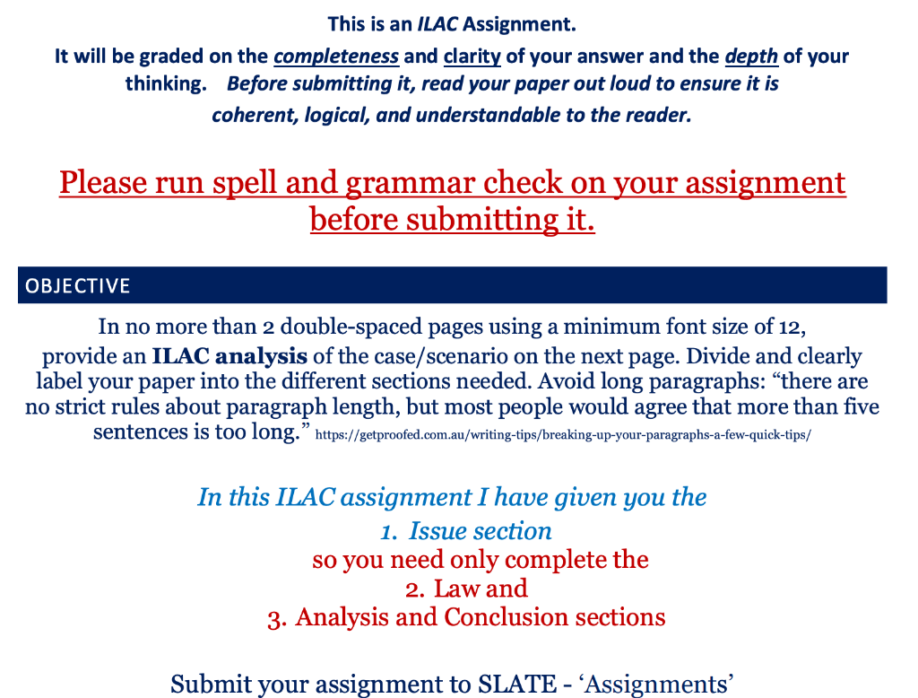 This is an ILAC Assignment. It will be graded on