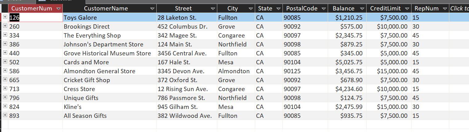 List the complete Orders table. List the number