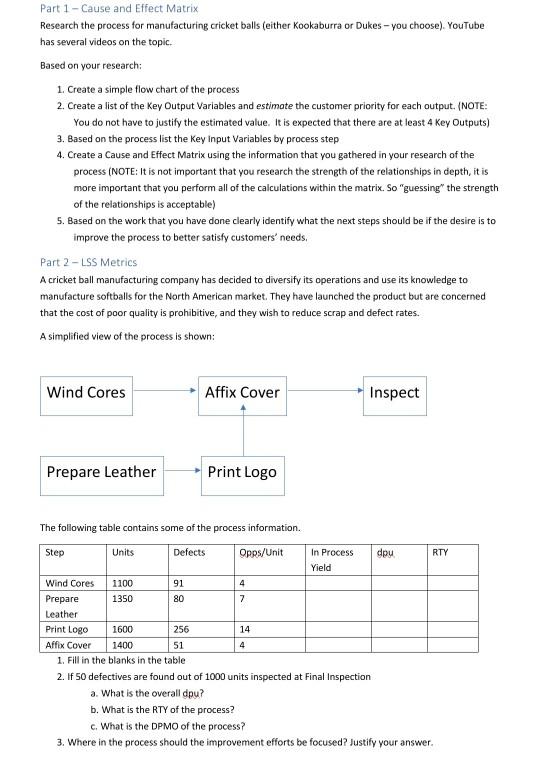 Part 1 - Cause and Effect Matrix Research the