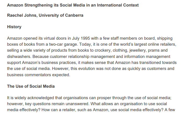 Based on the Amazon Case Study below; 1. Amazon