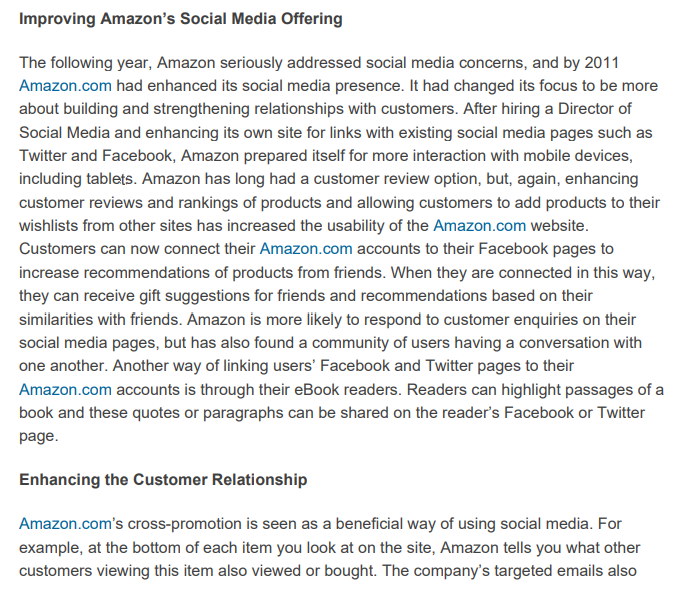 Based on the Amazon Case Study below; 1. Amazon