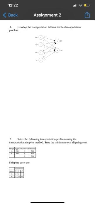 please 1. Develop the transportation tableau for