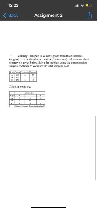 please 1. Develop the transportation tableau for