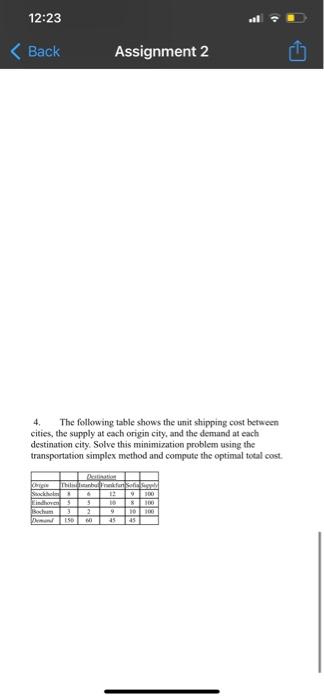 please 1. Develop the transportation tableau for