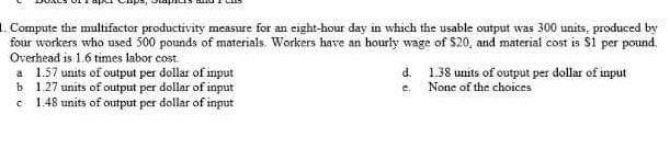 Compute the multifactor productivity measure for