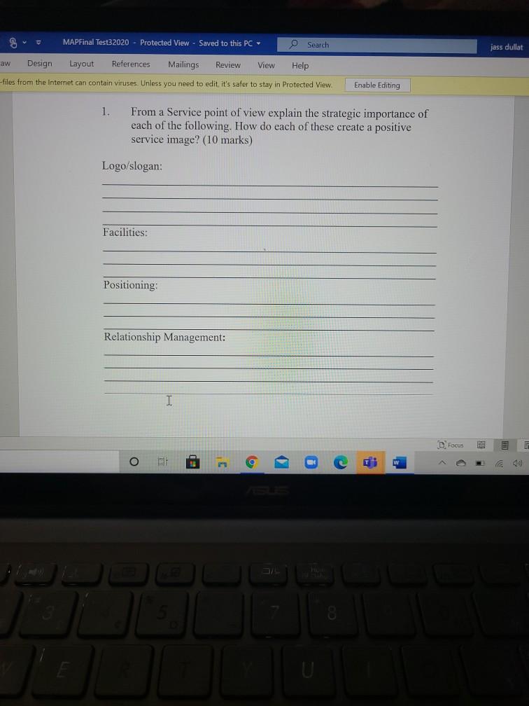 MAPFinal Test32020 - Protected View - Saved to
