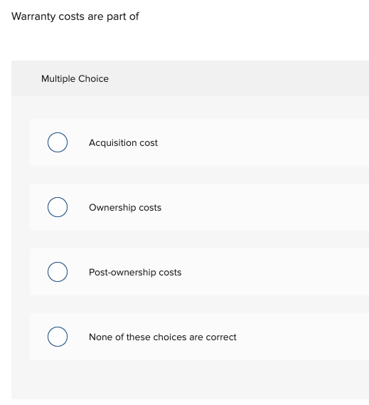 Warranty costs are part of Multiple Choice