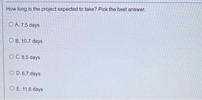 Perform scheduling for this project. Use 3 digits
