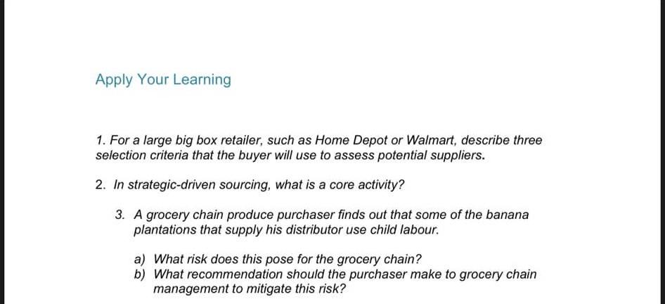 Apply Your Learning 1. For a large big box