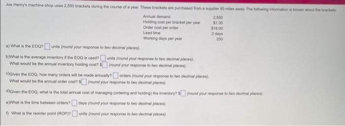 Q7 a) What is the EOC? units (round your reapense