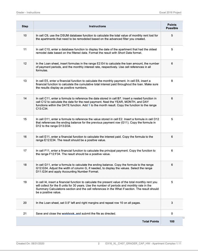 Do in Excel Grader - Instructions Excel 2016