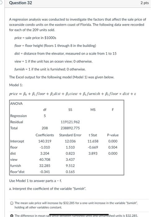 will upvote Question 32 2 pts A regression