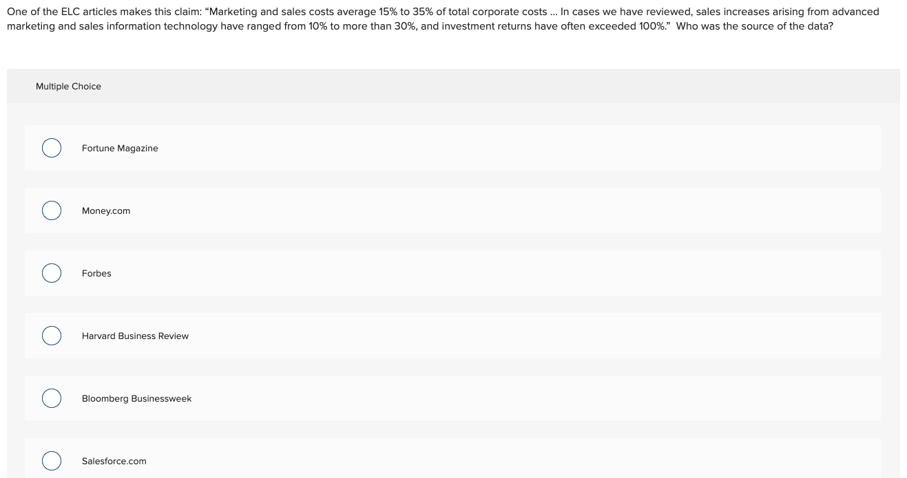 The example Salesforce case study in class was