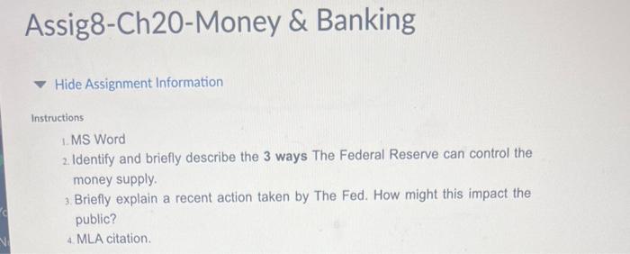 Hide Assignment Information Instructions 1. MS