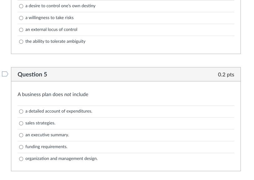 Question 1 0.2 pts What are the five basic issues