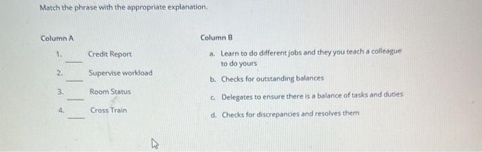 Match the phrase with the appropriate