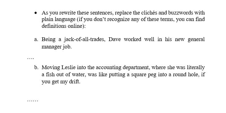 As you rewrite these sentences, replace the