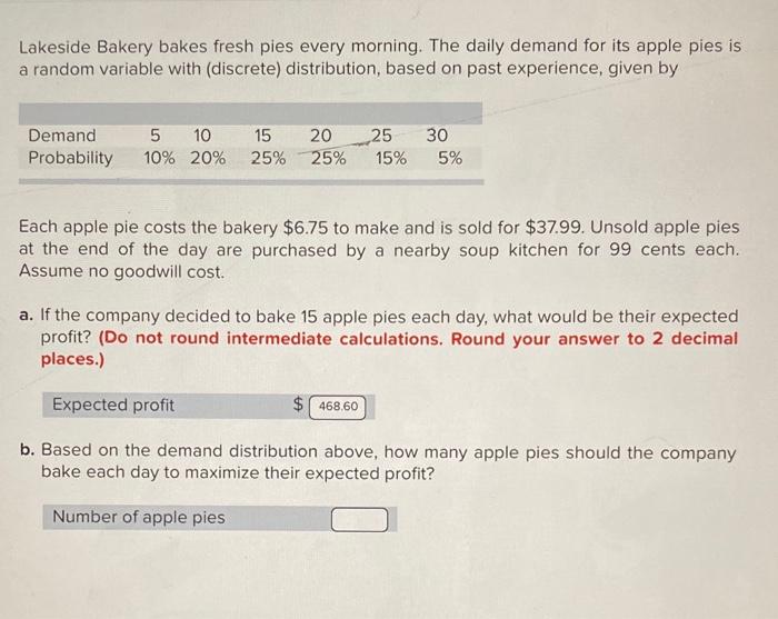 Lakeside Bakery bakes fresh pies every morning.