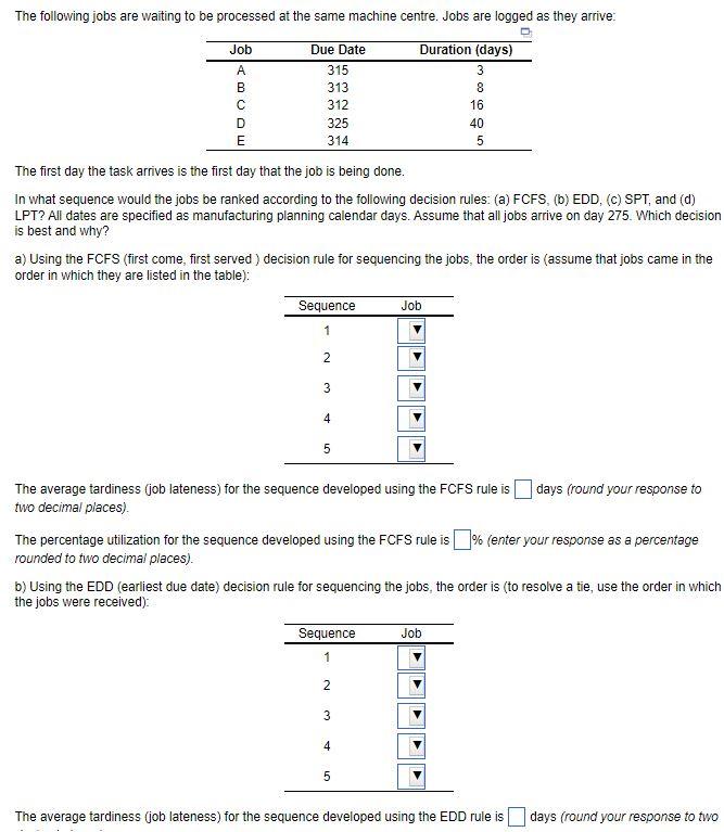 The first day the task arrives is the first day