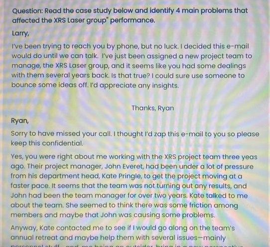Question: Read the case study below and identify