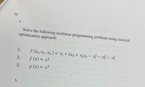 Solve the following nonlinear programming