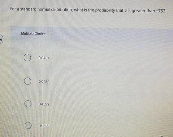 For a standard normal distribution, what is the