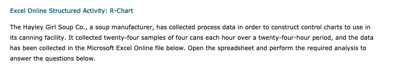Excel Online Structured Activity: R-Chart The