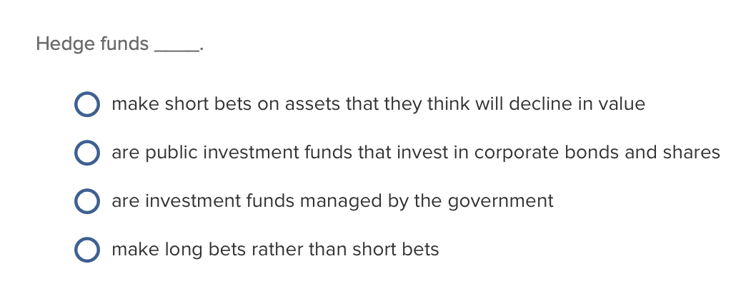 Hedge funds make short bets on assets that they